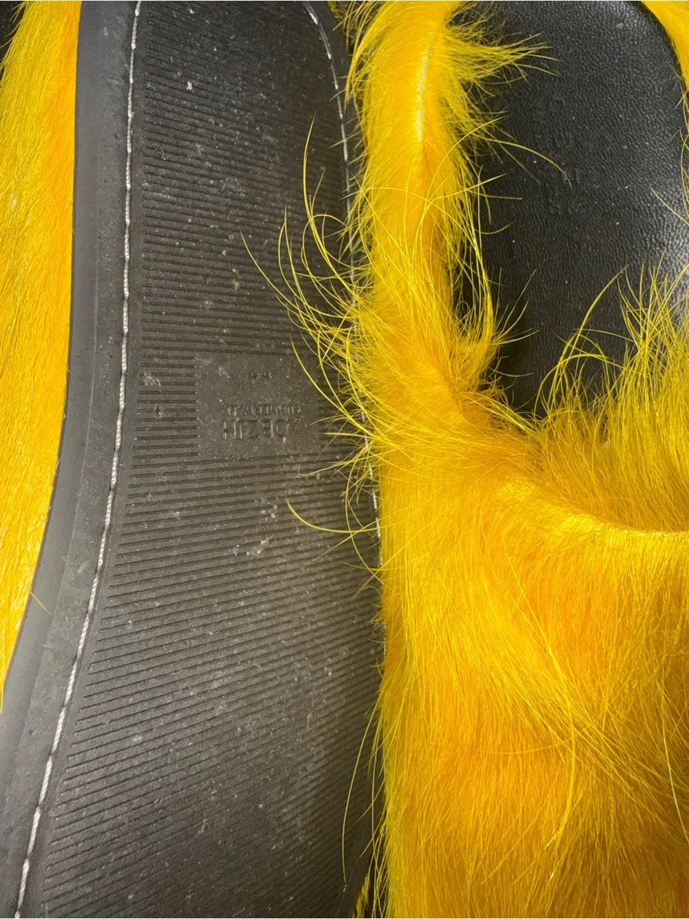 Manolo Blahnik Yellow Faux Fur Small Pet Cushion Slippers